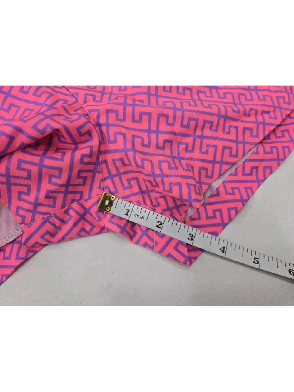 Tucann Coral Pink Swim Trunks Liner Geometric Pockets 3” Size Small Mens